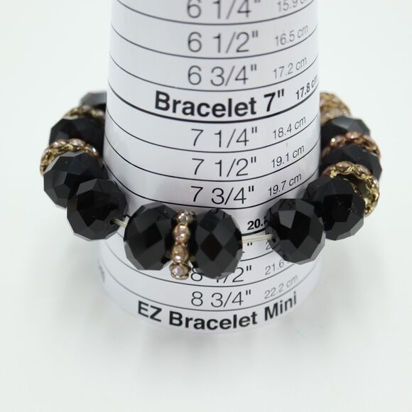 Charming Charlie Gold Tone Large Bead Watch 31mm Gem Set Stretch w New Battery - Picture 5 of 16